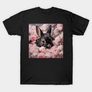 Black Rabbit In Snow T-Shirt